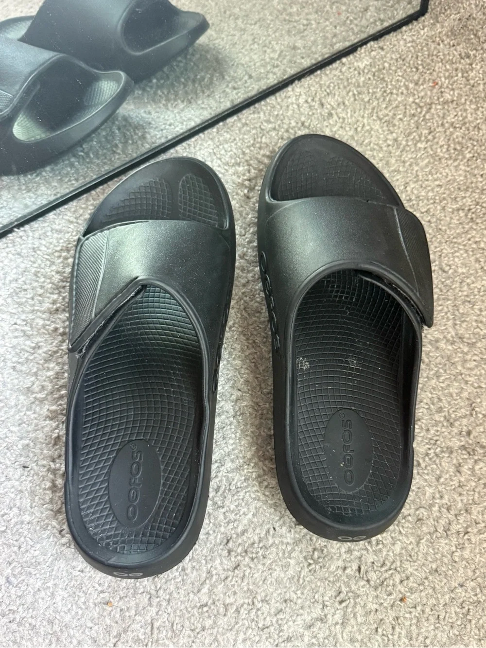 OOFOS OOahh Sport Flex Black Adjustable Recovery Sandal mens 11 women’s 13